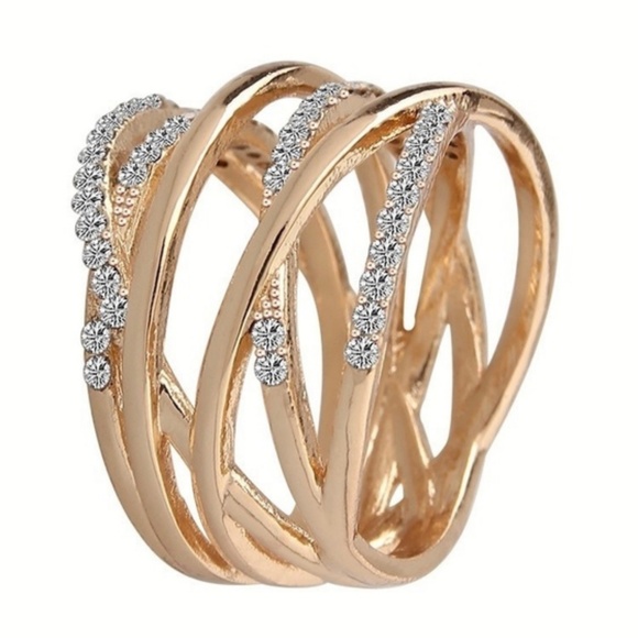 Gold Criss Cross Statement Ring - Picture 2 of 3